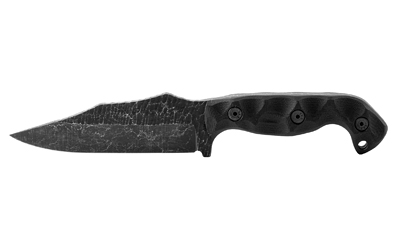 Black fixed-blade knife on white background