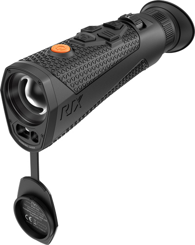 Handheld thermal imaging monocular with lens cap open