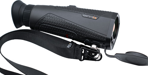 Handheld thermal monocular with strap and lens cap
