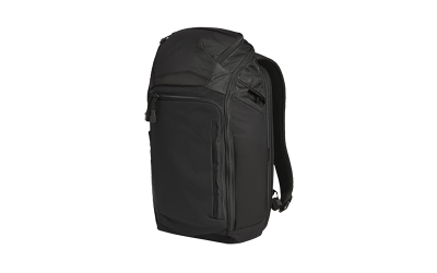 Black modern backpack on white background