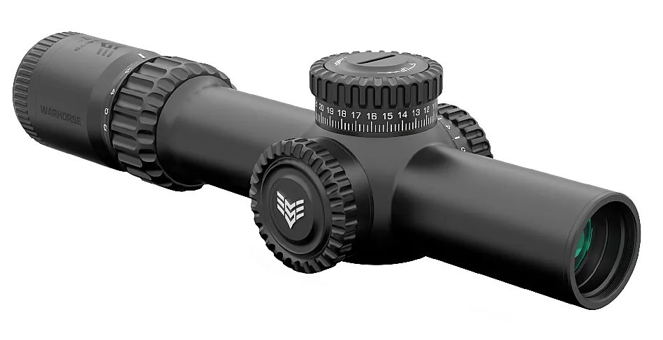 Black rifle scope with adjustable knobs