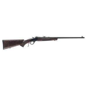 Vintage wooden-stock rifle on white background