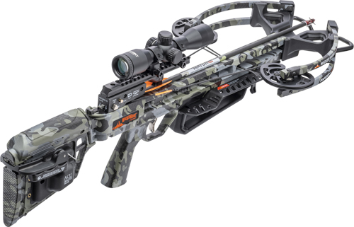 Camouflage compound crossbow with mounted scope