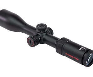 Black rifle scope isolated on white background