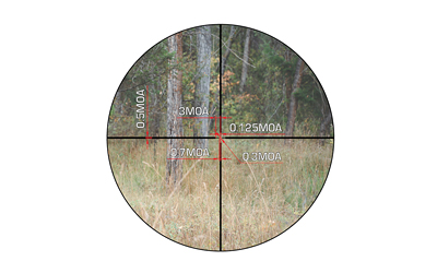 Deer in rifle scope crosshairs in forest
