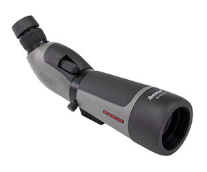Gray spotting scope on white background