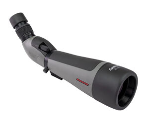 Angled spotting scope isolated on white background