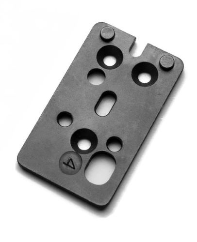 Black rectangular plastic part with holes