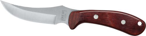 Curved blade knife with wooden handle