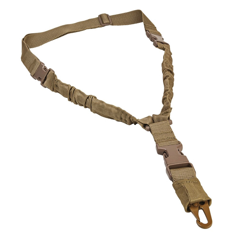 Tan tactical sling strap with metal hook