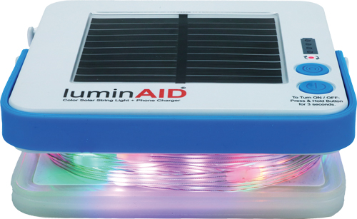 LuminAID solar inflatable lantern with multicolor lights