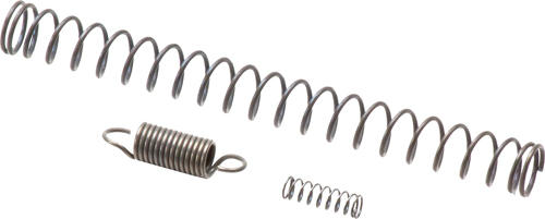 Three metal coil springs on white background