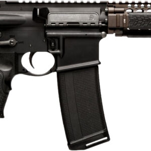 Black AR-style rifle isolated on white background