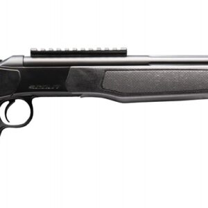 Black modern rifle on white background