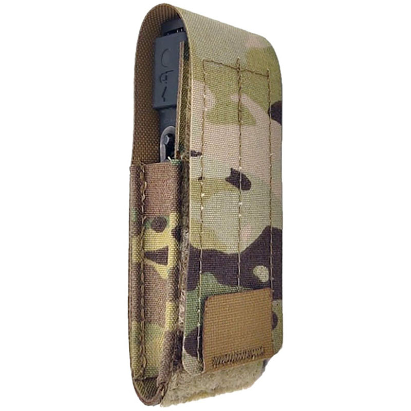 Camouflage fabric utility pouch with pocket clip