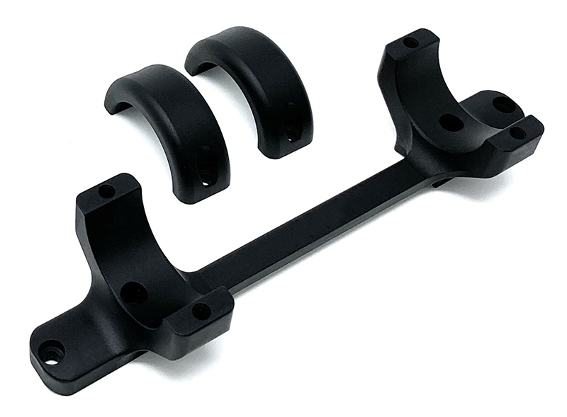 Black metal mounting bracket with curved clamps