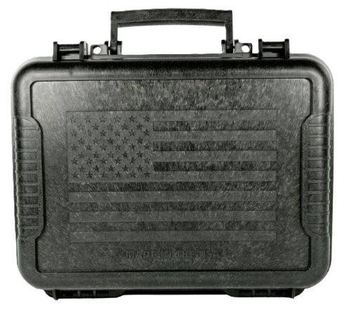 Black hard case with embossed American flag