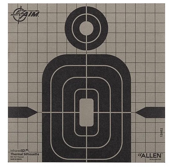 Silhouette shooting target with concentric scoring rings