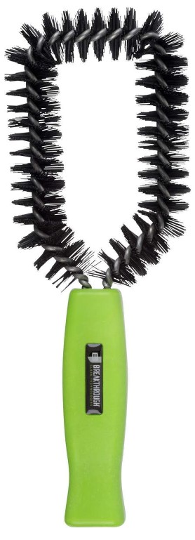 Green handle vented hair brush with black bristles