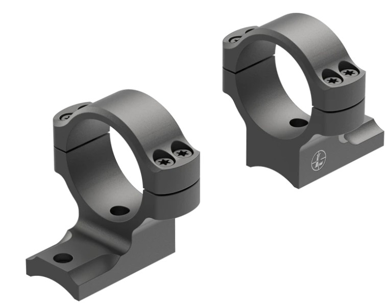 Two black metal rifle scope mounts