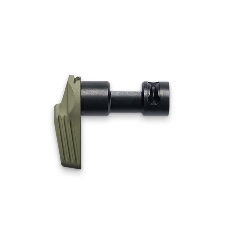 Green and black metal lever component