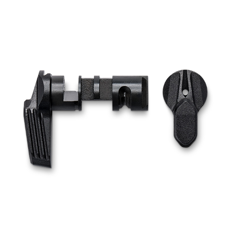 Black metal firearm safety selector lever