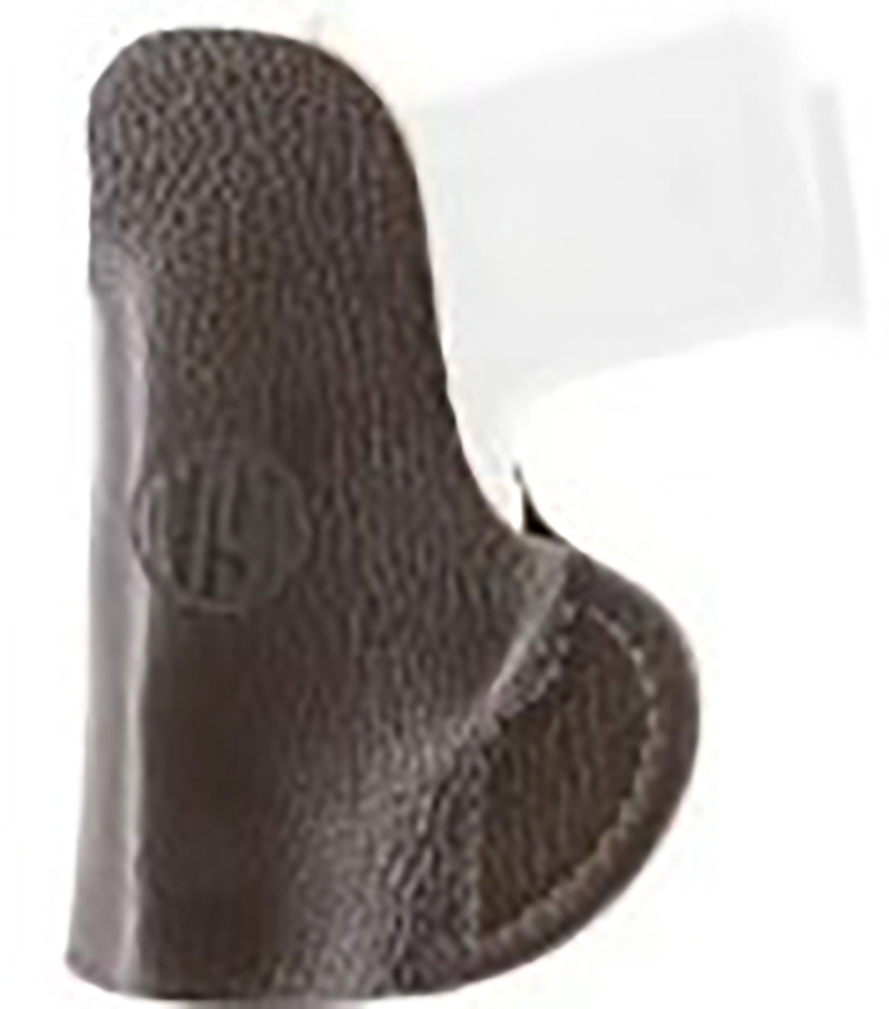 Brown leather handgun holster with textured finish
