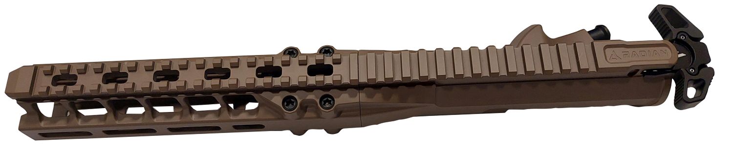 Brown AR-15 upper receiver with handguard rail