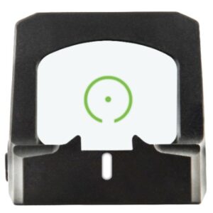 Green circle reticle on black gun sight