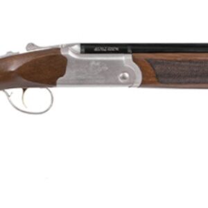 Over-under shotgun with wooden stock and barrels