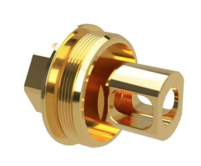 Gold threaded metal connector with hex head