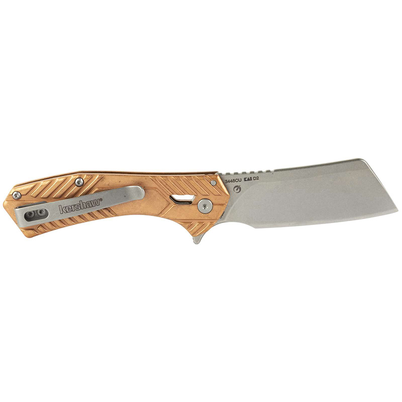 Copper-handled folding cleaver-style pocket knife