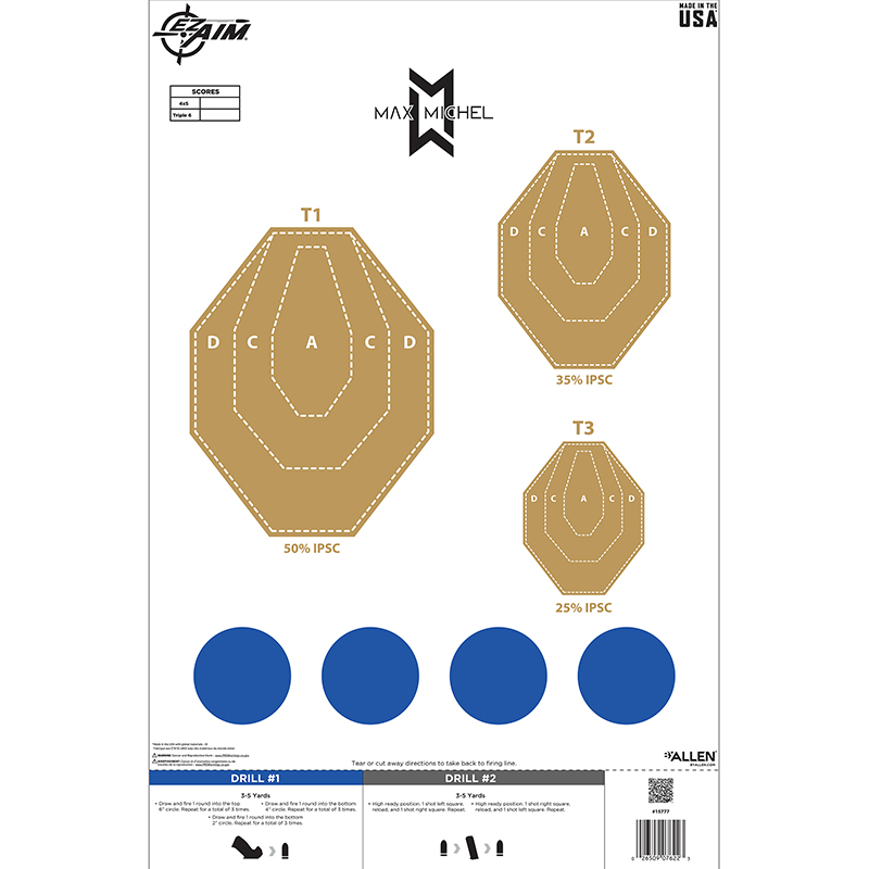 IPSC shooting targets with drill instructions sheet
