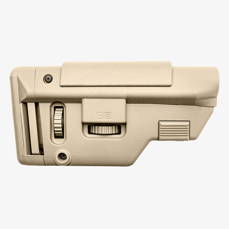 Tan adjustable rifle stock side view