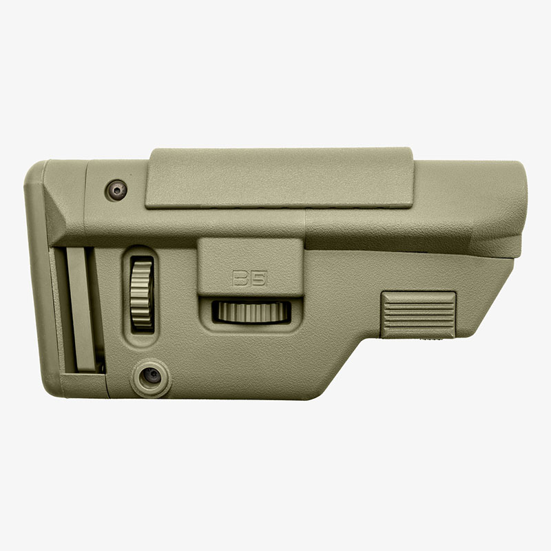 Tan adjustable rifle stock side view