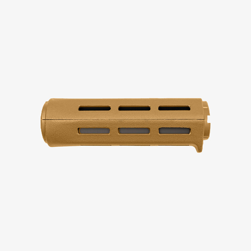 Tan rifle handguard with M-LOK slots