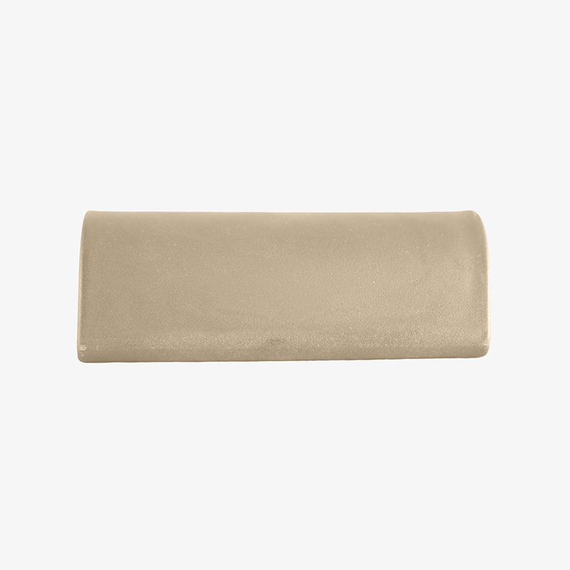 Beige rectangular cushion on white background