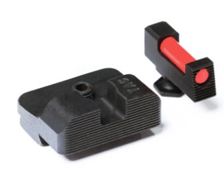 Black and red handgun sight set