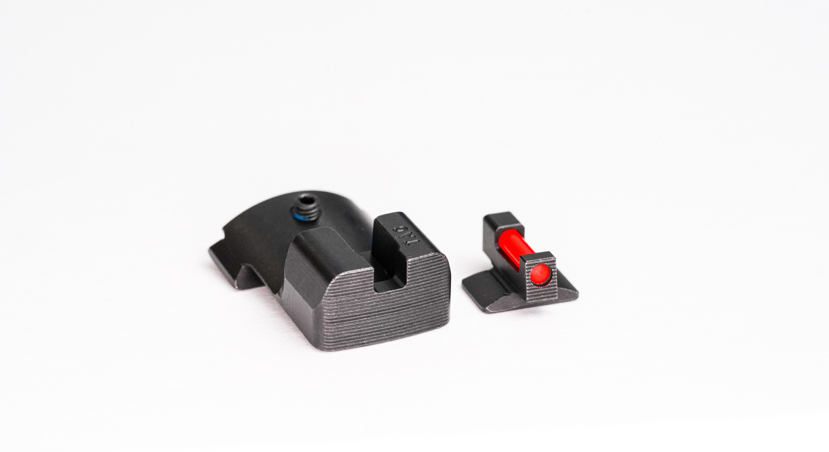 Handgun front and rear sight components