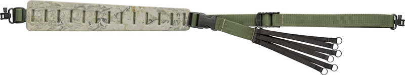 Camouflage padded rifle sling with attachment straps