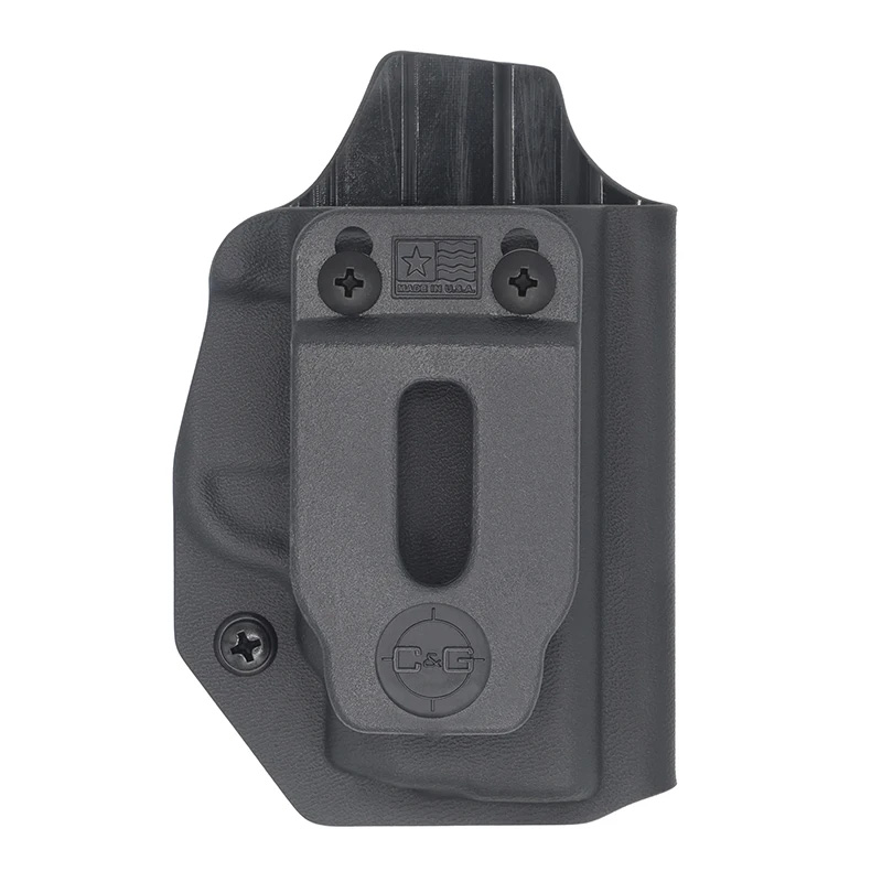 Black polymer concealed carry handgun holster with belt clip
