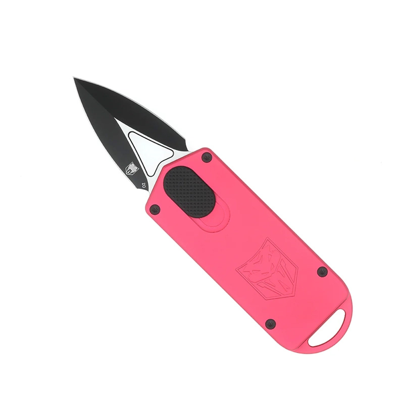Pink automatic knife with black blade