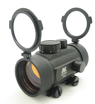 Tactical rifle scope with flip-up lens covers