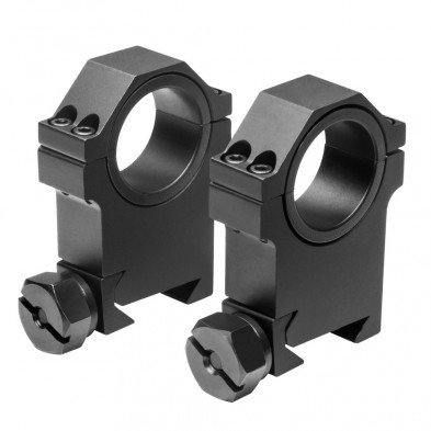 Pair of black rifle scope mounting rings