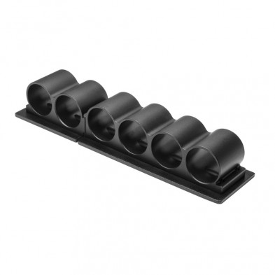 Black plastic six-slot cable organizer holder