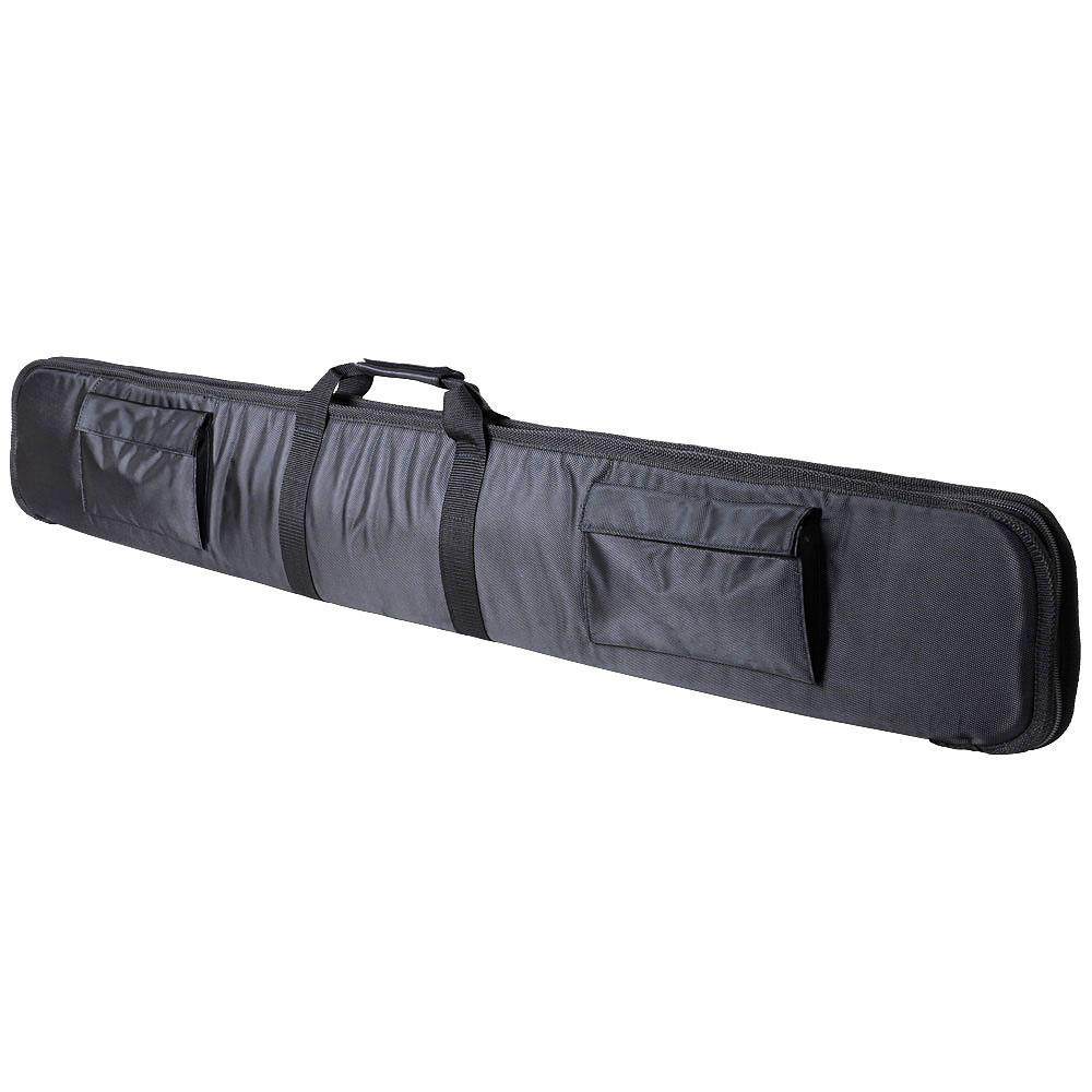 Black soft rifle case with pockets and handle