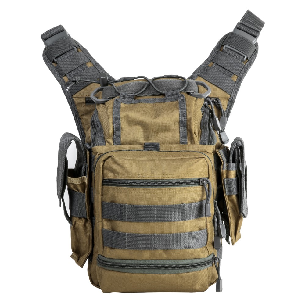 Tactical chest pack with multiple pockets and straps