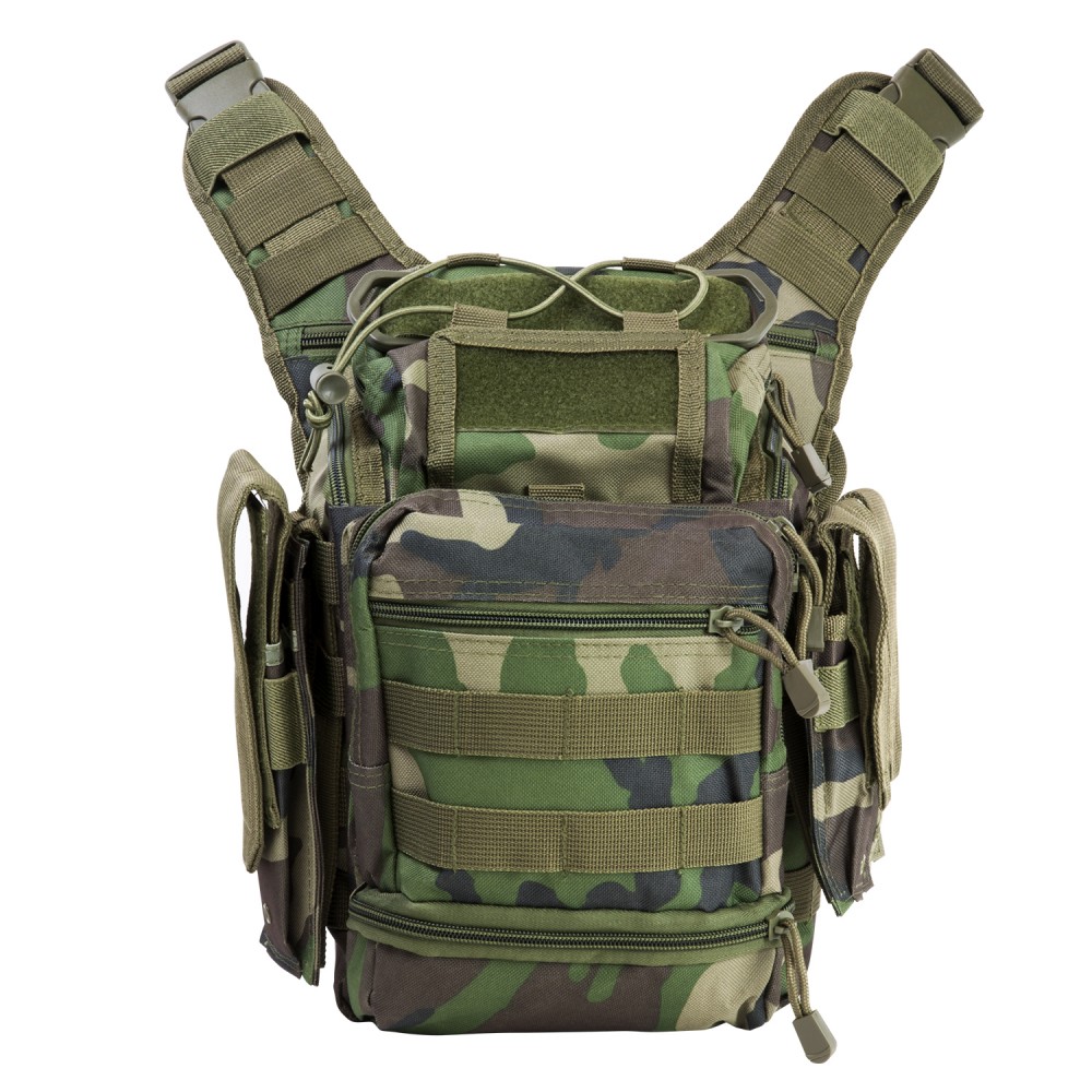 Camouflage tactical chest rig with multiple pouches