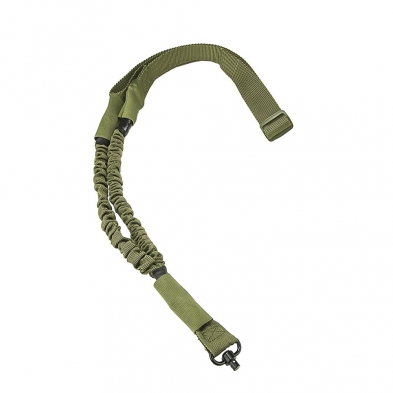 Green tactical bungee rifle sling with clip