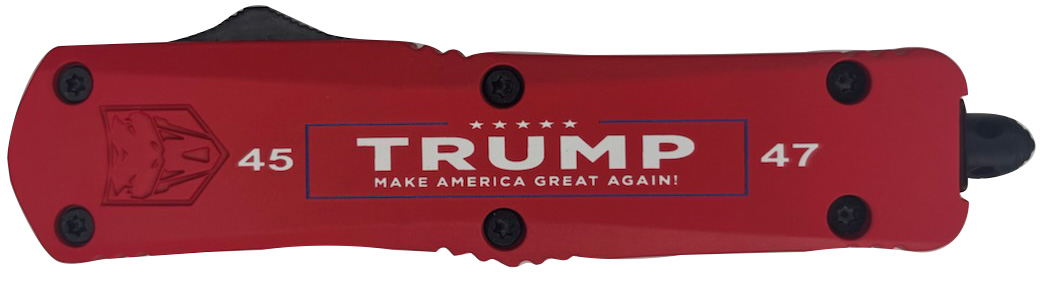 Red Trump MAGA pocket knife with 45 and 47